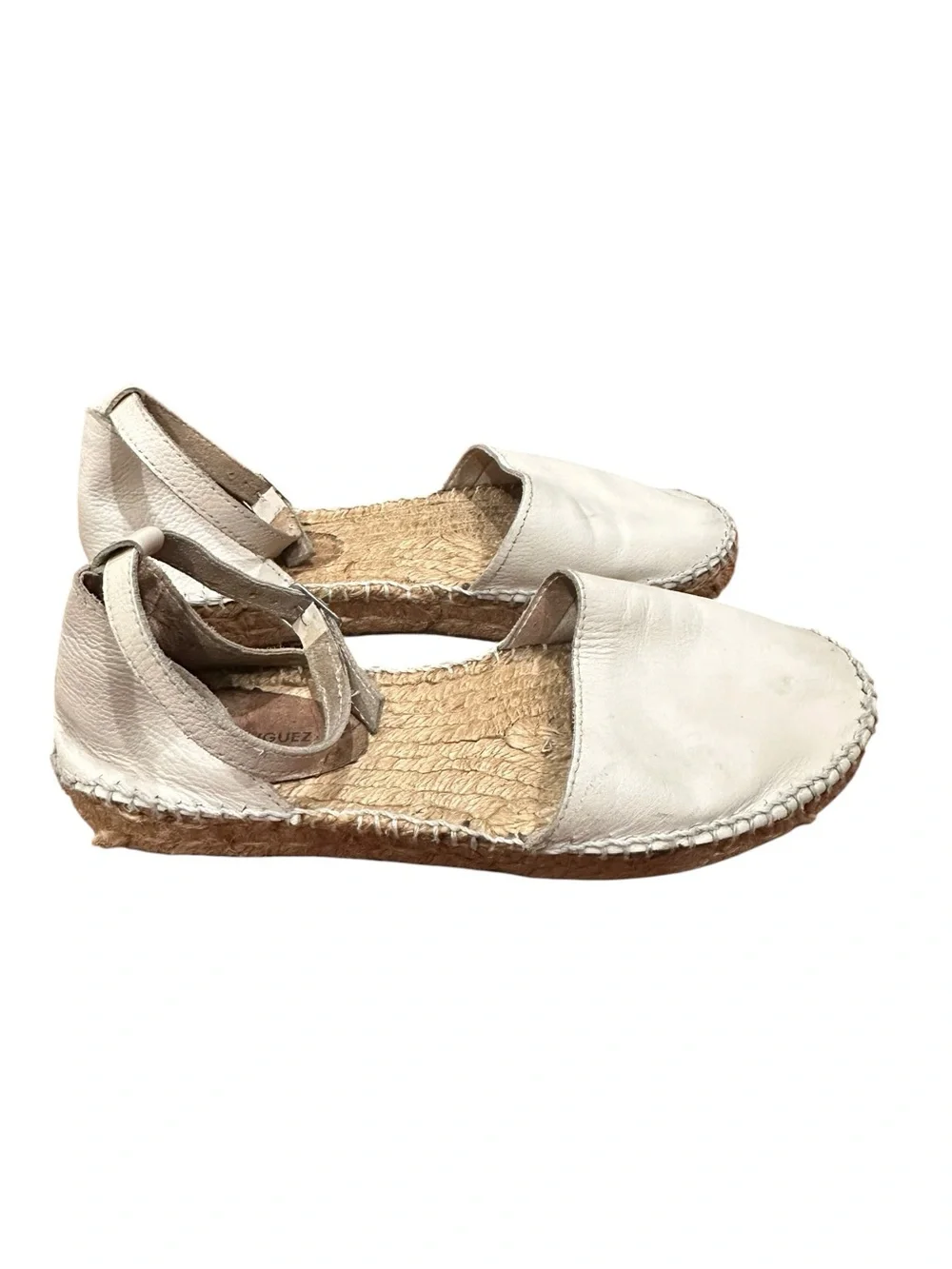 Adolfo Dominguez cream leather ankle strap Espadrille Flat Sandals. 7.5. Boho